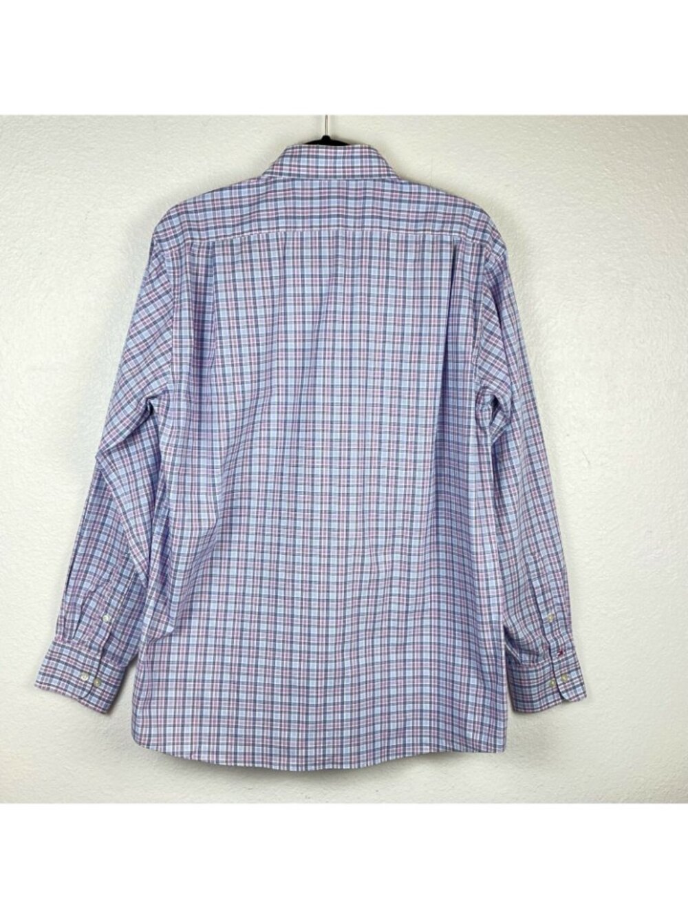 Tommy Hilfiger Dress Shirt Mens M 15-15.5 Plaid Button Front Long Sleeve Blue - Picture 2 of 8